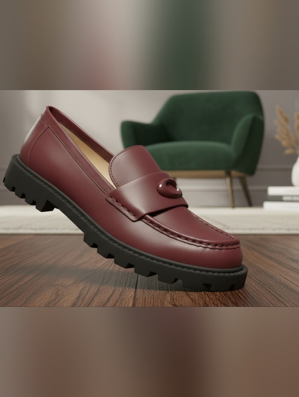 Coach 'Leah' Leather Chunky Logo Platform Loafers